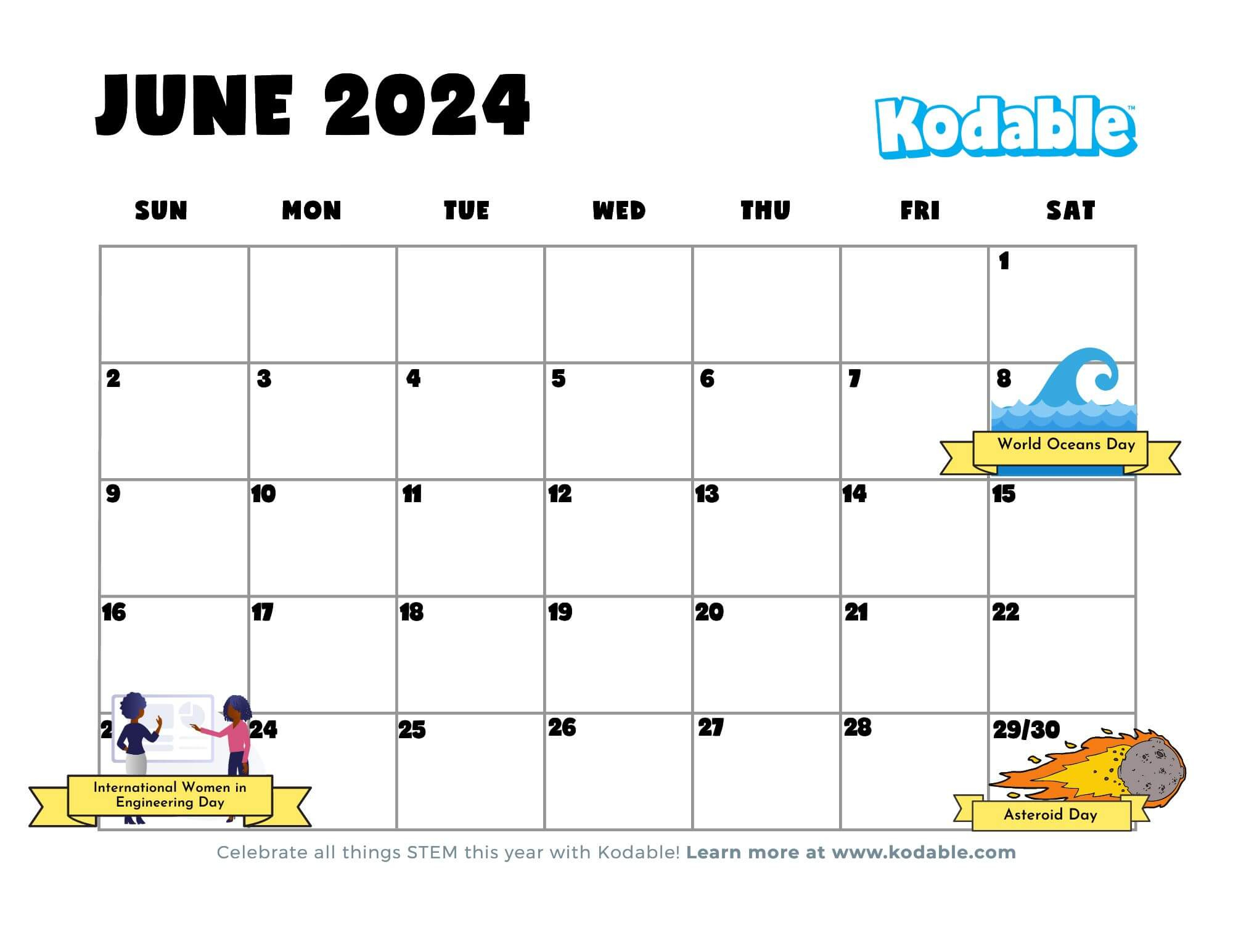 2023-2024 Stem Events Calendar And Holidays For Teachers | Kodable | Calendar 2024