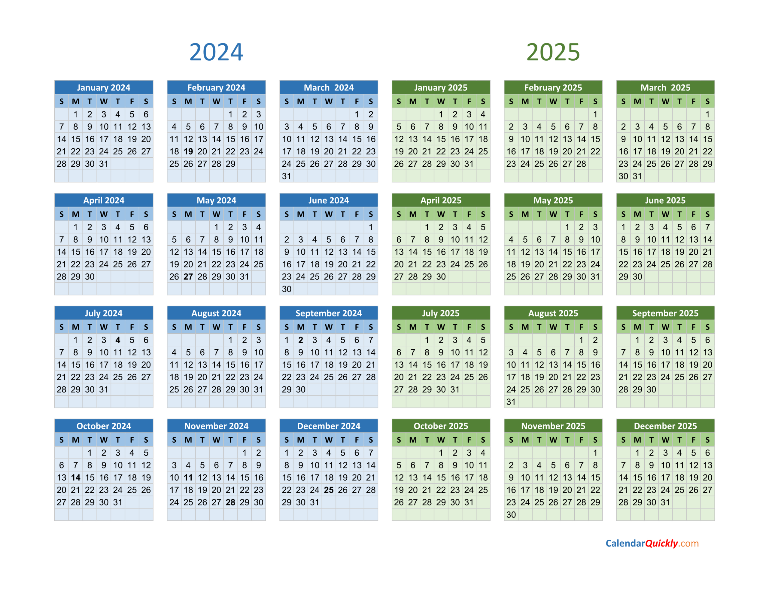 2024 And 2025 Calendar | Calendar Quickly | Calendar 2024