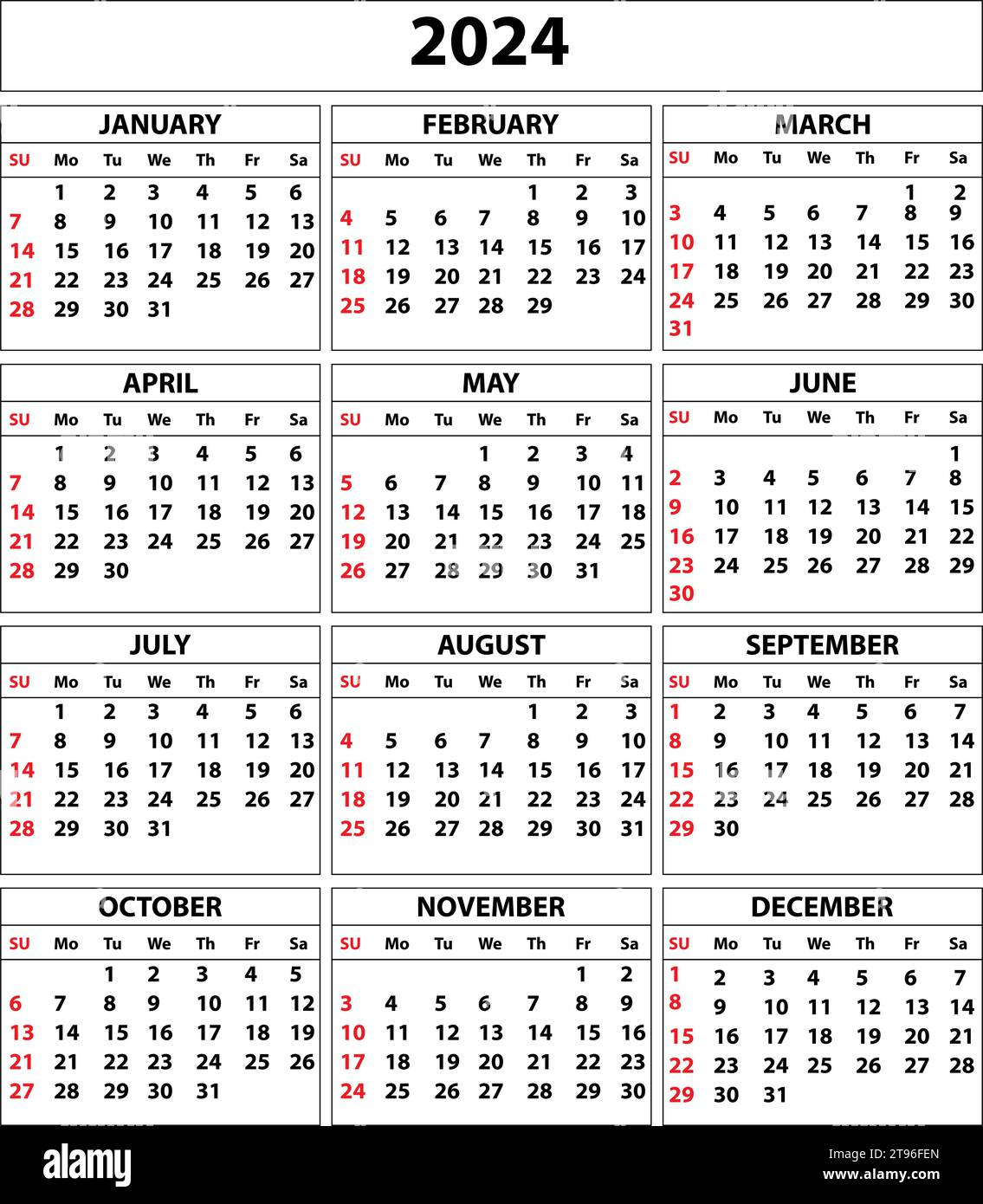 2024 Calendar Set. Color Vector Pocket Calendar Design. The Week | April May June July 2024 Calendar