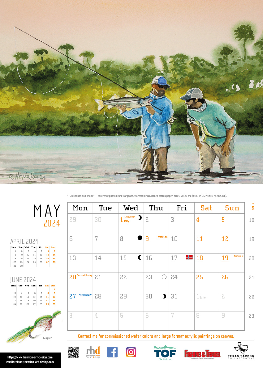 2024 Fly Fishing Watercolour Calendarroland Henrion | Calendar 2024