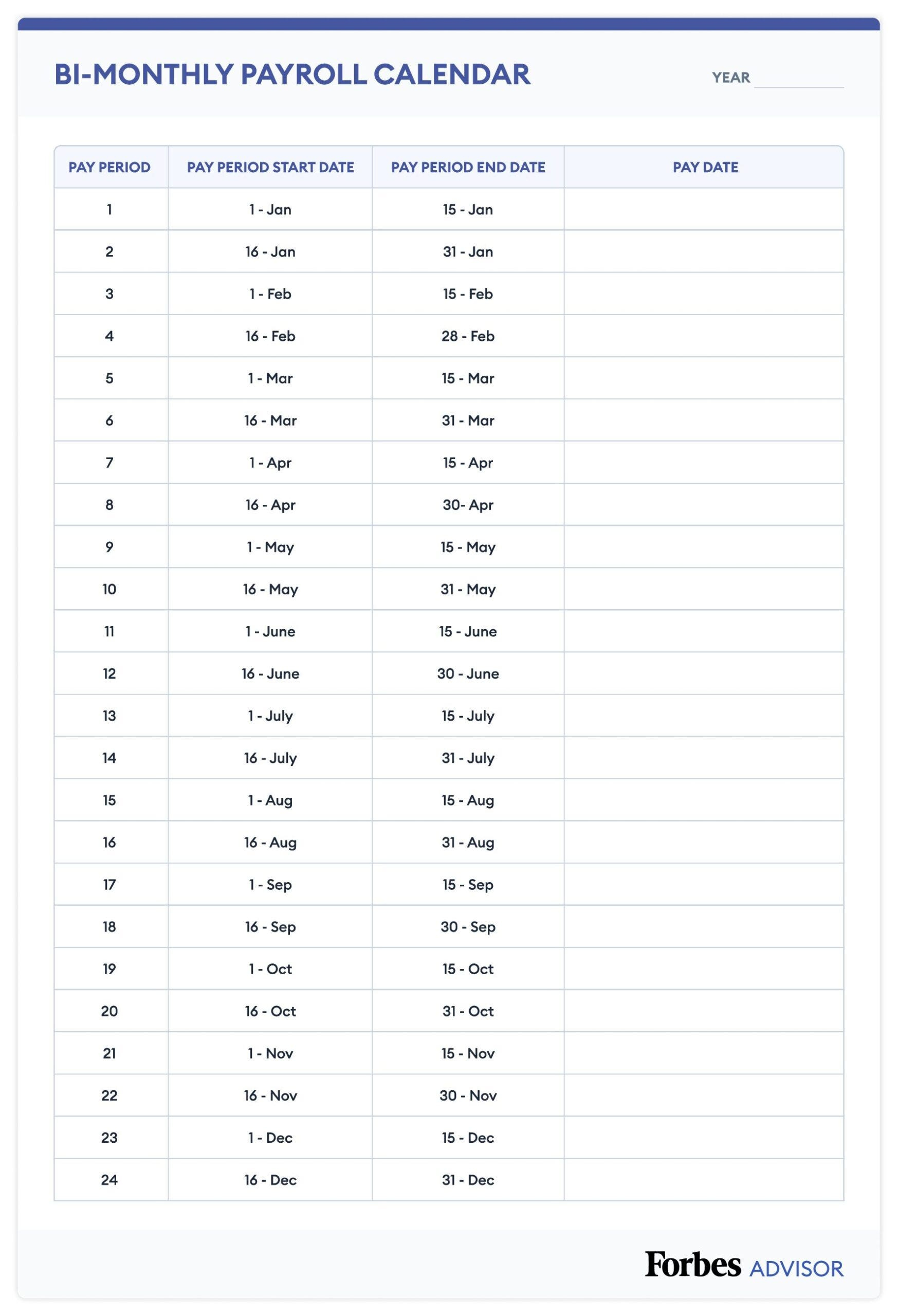 2024 Payroll Calendar: Weekly, Monthly, &amp;amp; More – Forbes Advisor | 2024 Payroll Calendar Biweekly Printable