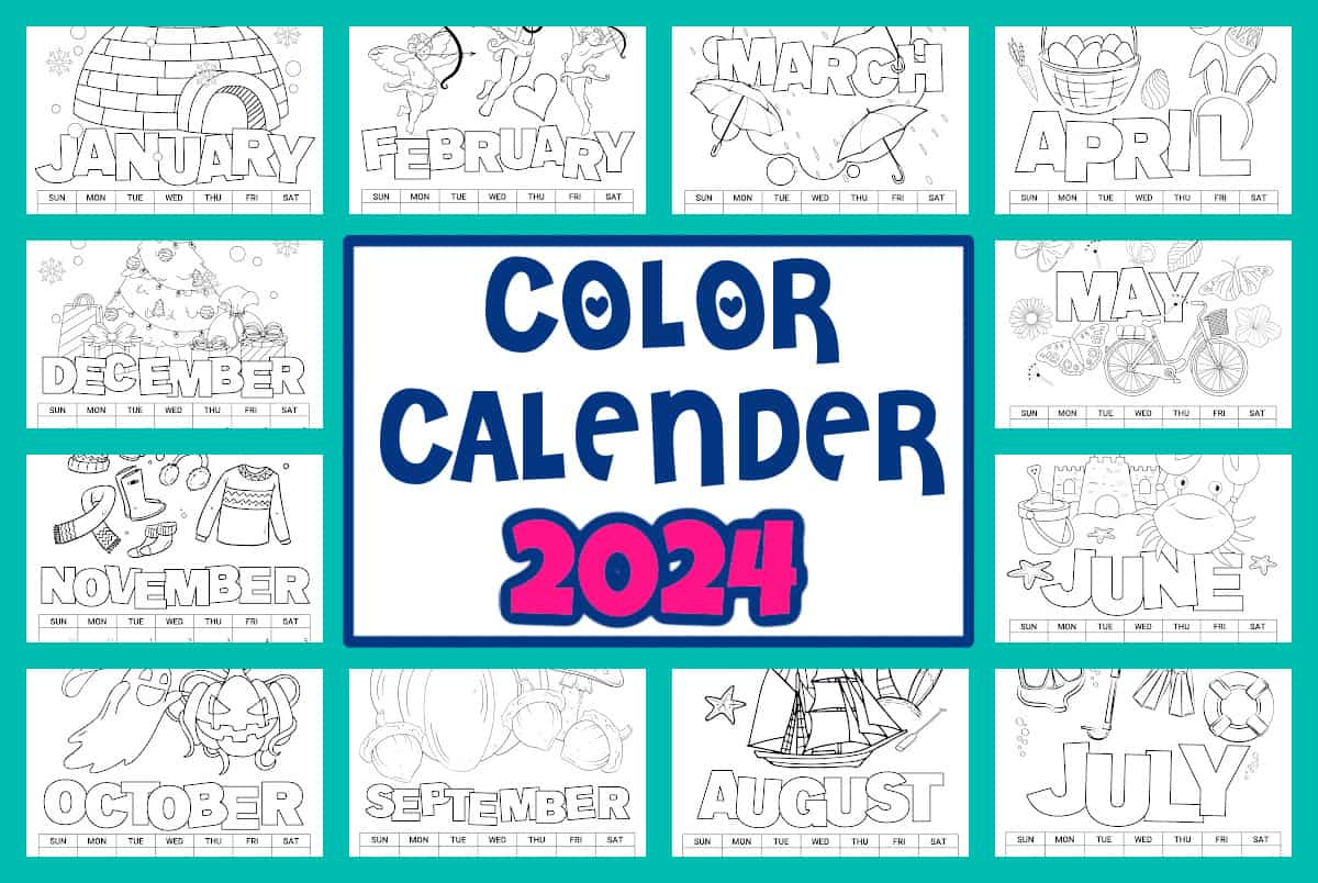 2024 Printable Coloring Calendar For Kids - Made With Happy | Calendar 2024