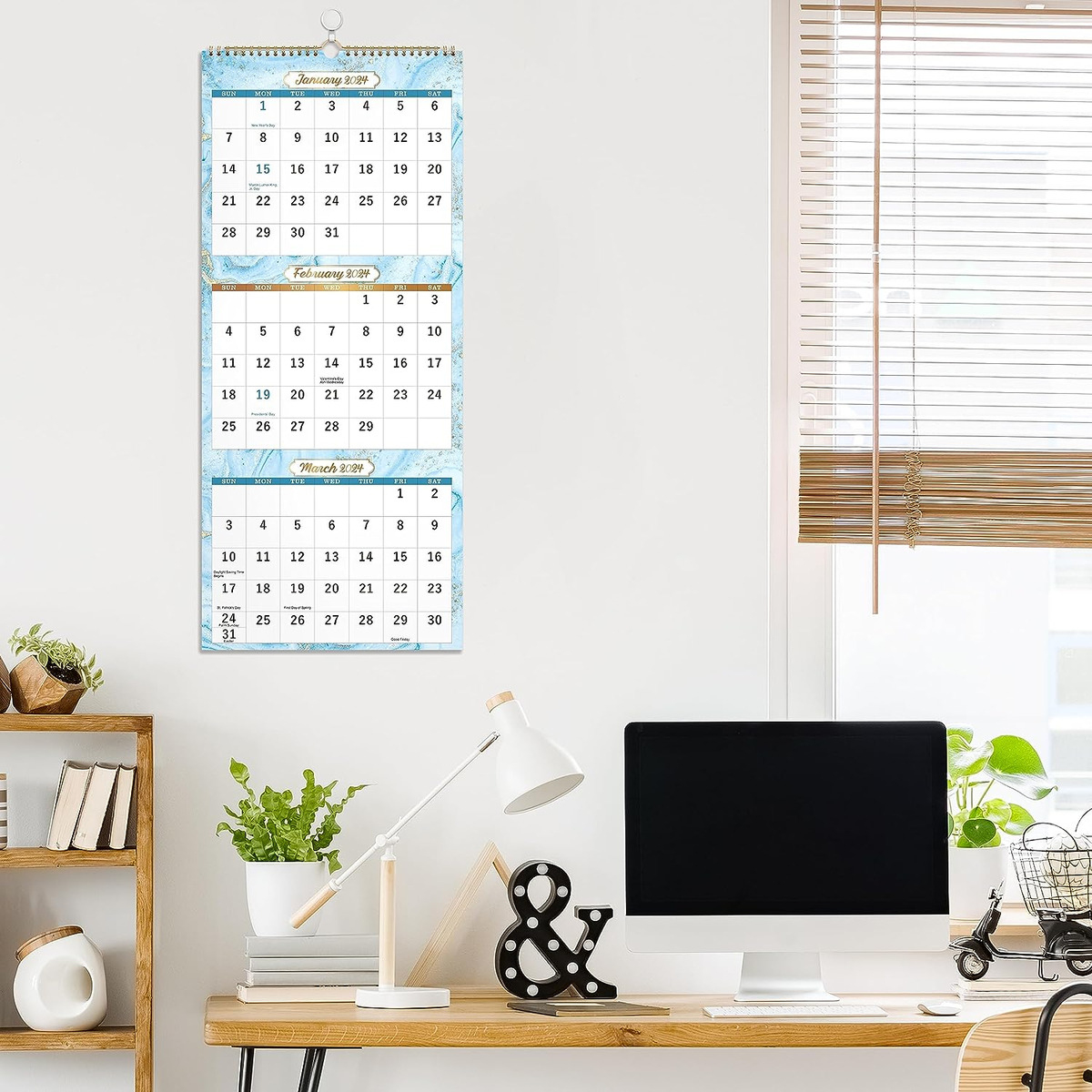 2024 Wall Calendar - 3-Month Display Vertical Calendar 2024, Dec | Calendar 2024