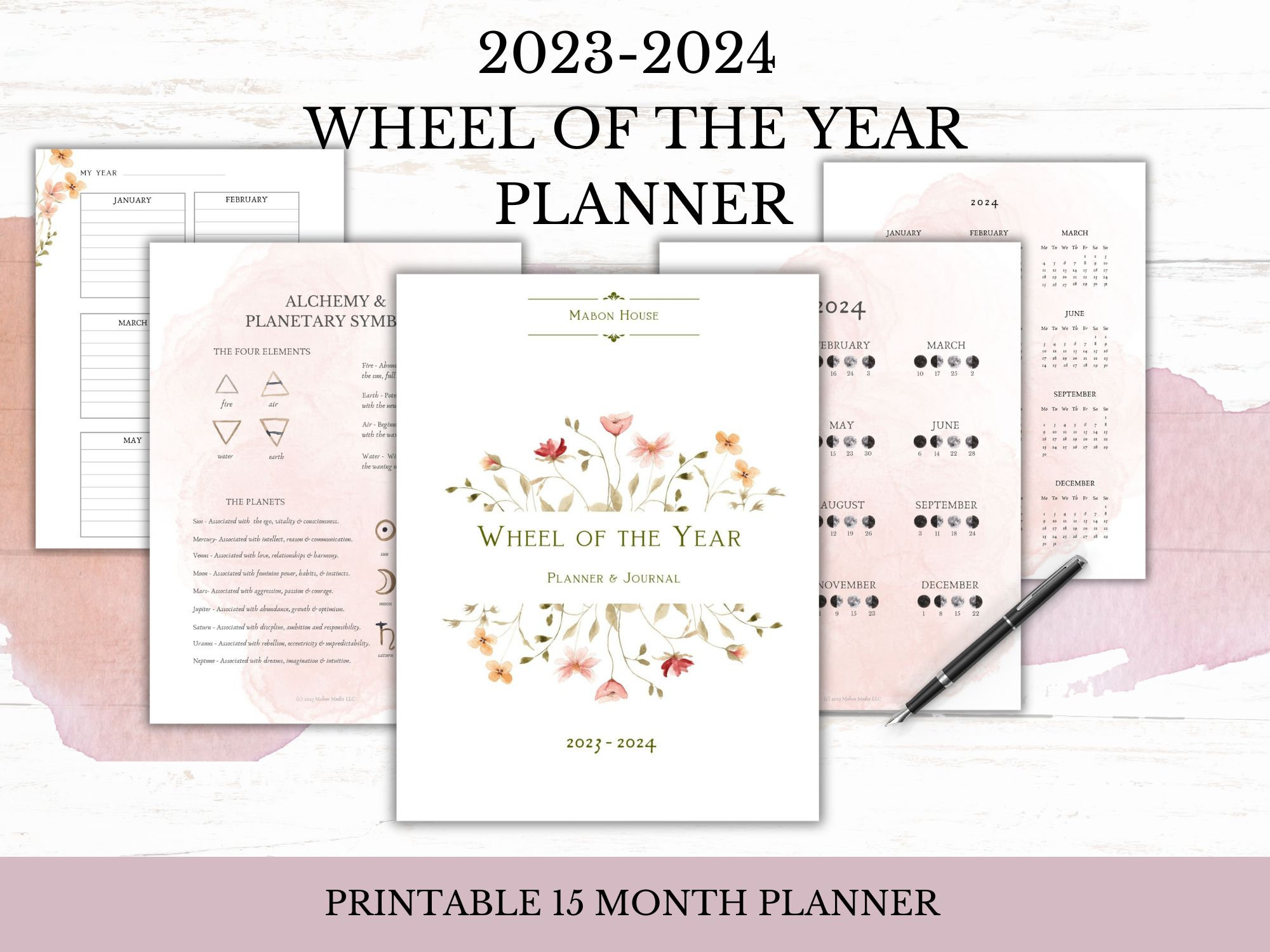 2024 Wheel Of The Year Printable Planner Wiccan Sabbat Celebration | Pagan Calendar 2024 Printable