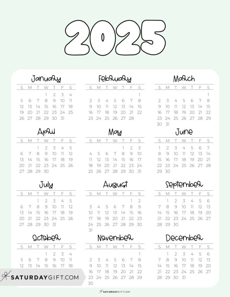 2025 Calendar Printable - 18 Cute &amp;amp; Free 2025 Yearly Calendar | Printable Calendar August 2024 - June 2025