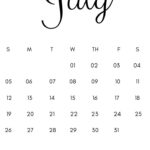 30 Printable July 2020 Calendars To Get For Free   Onedesblog |  Calendar 2024