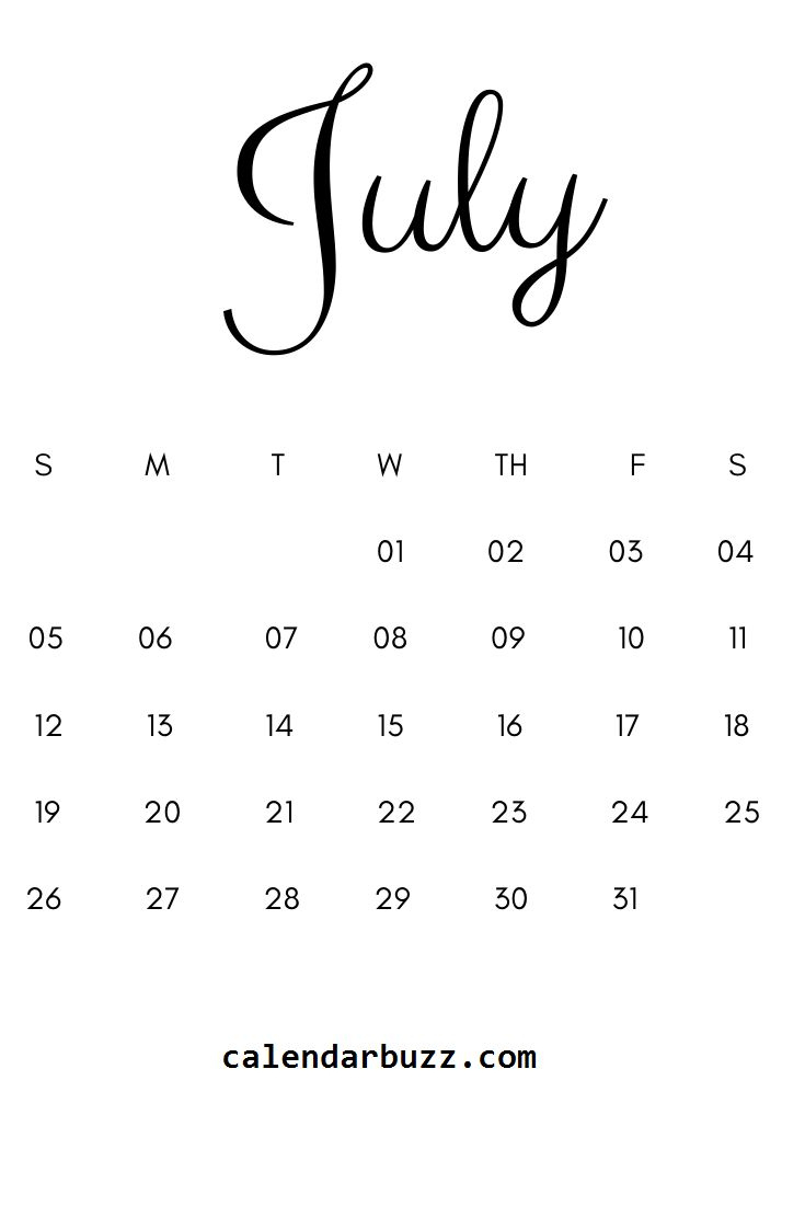 30 Printable July 2020 Calendars To Get For Free - Onedesblog | Calendar 2024