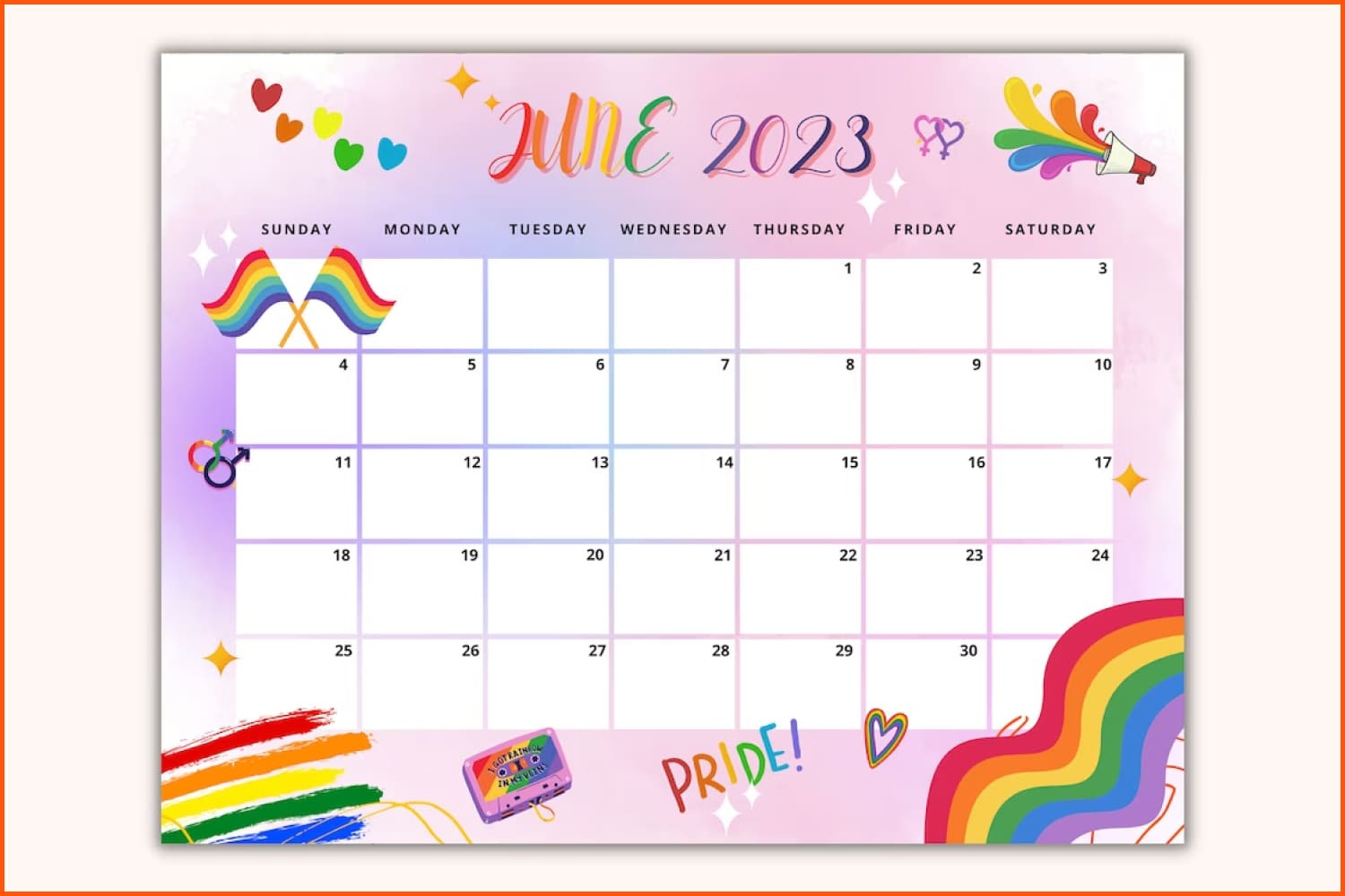 40+ Best June Calendars For 2022 | June 2024 Pride Month Calendar