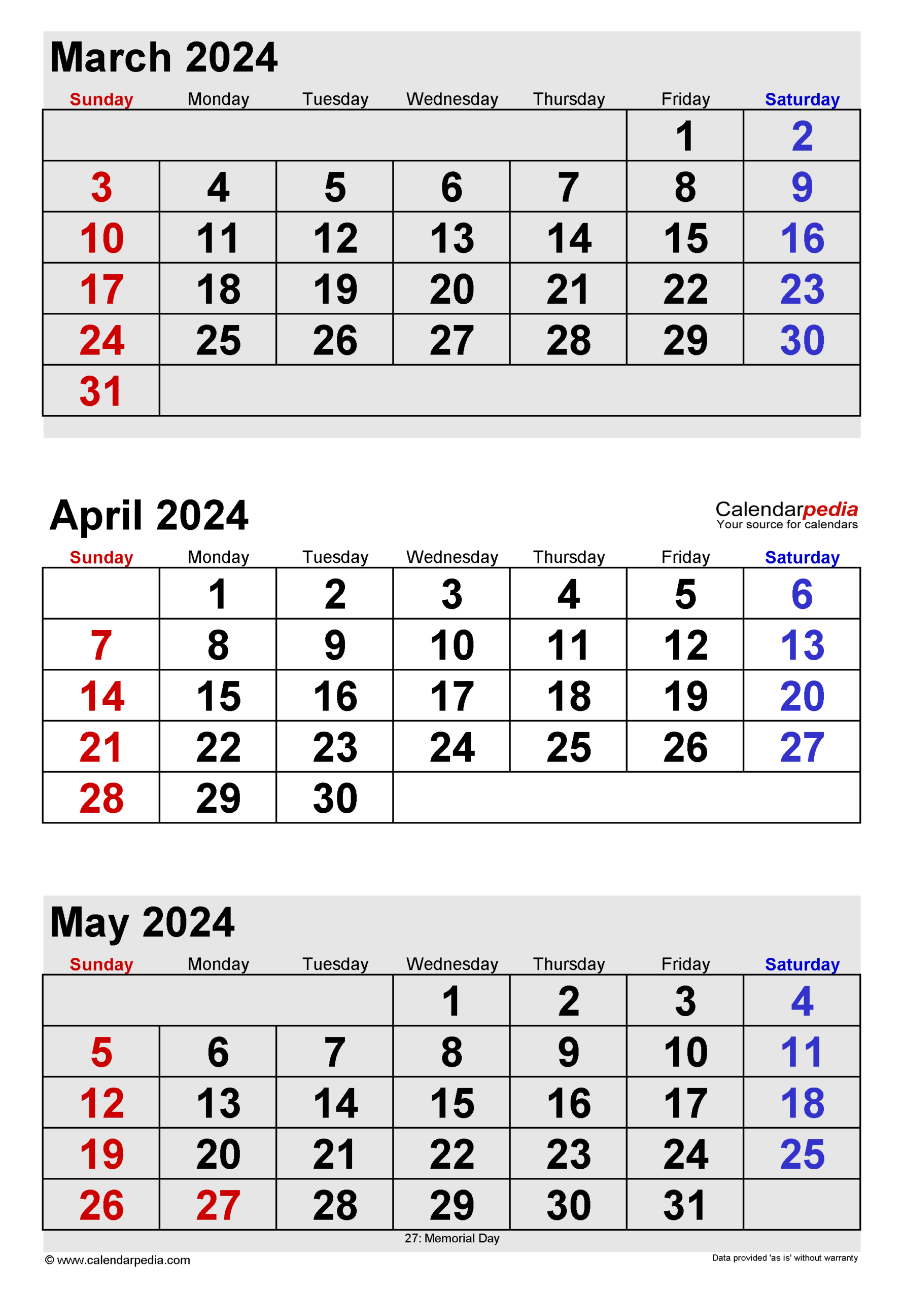 April 2024 Calendar | Templates For Word, Excel And Pdf | March April May June 2024 Calendar