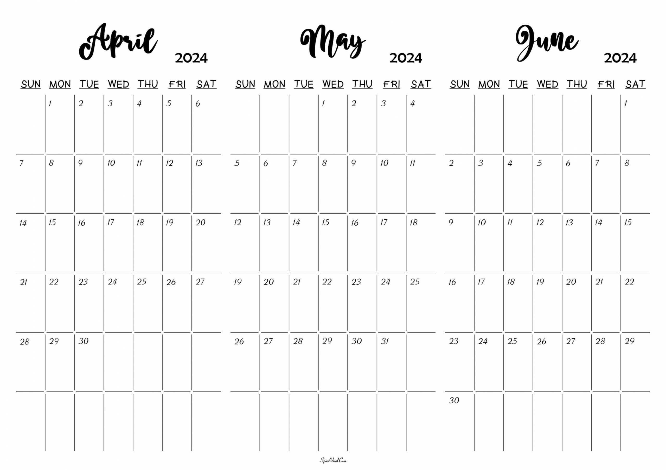 April May June 2024 Calendar | Calendar Template, Calendar, June | 2024 Calendar April May June