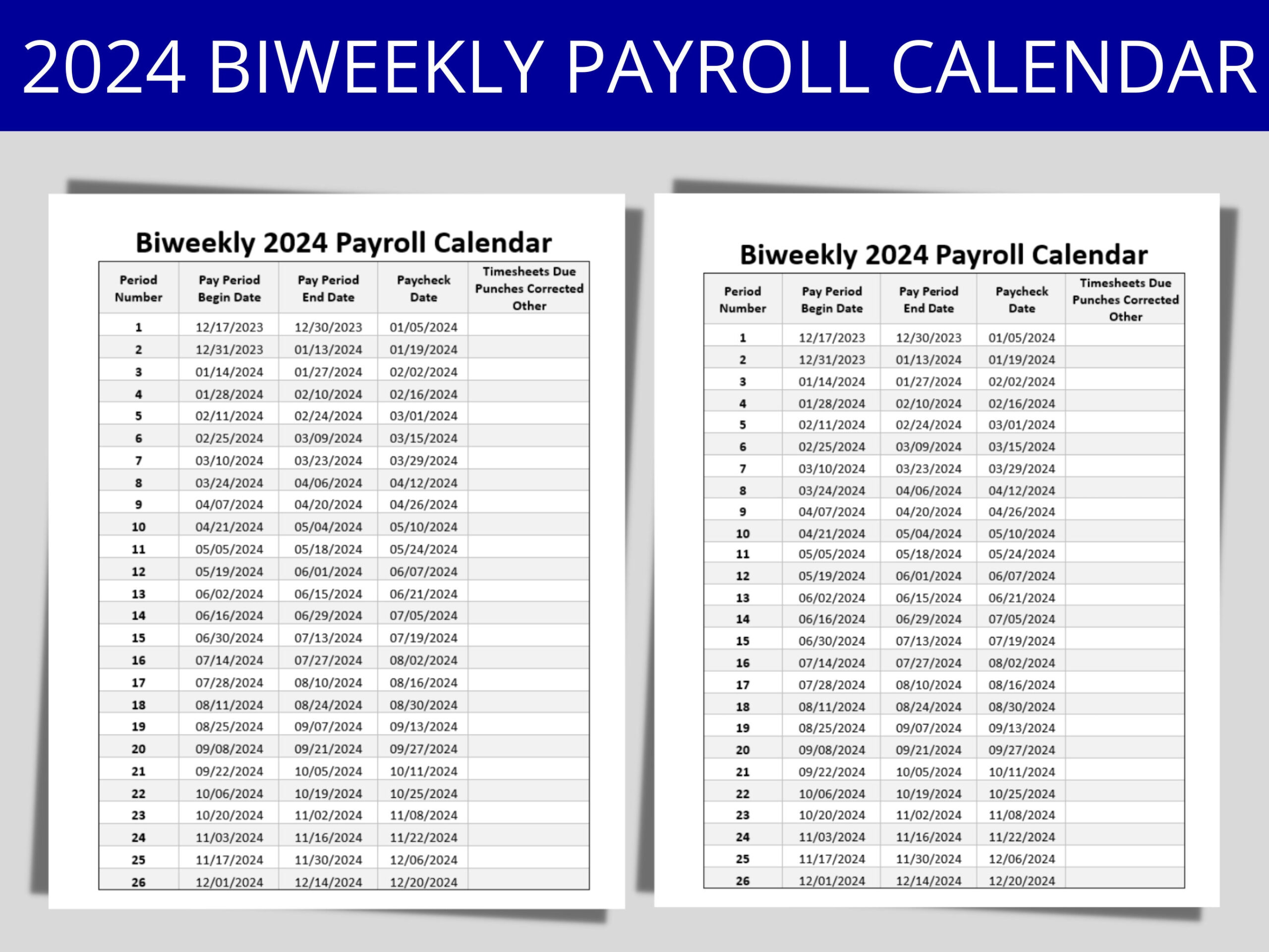 2024 Payroll Calendar Biweekly Printable Calendar 2024 Printable