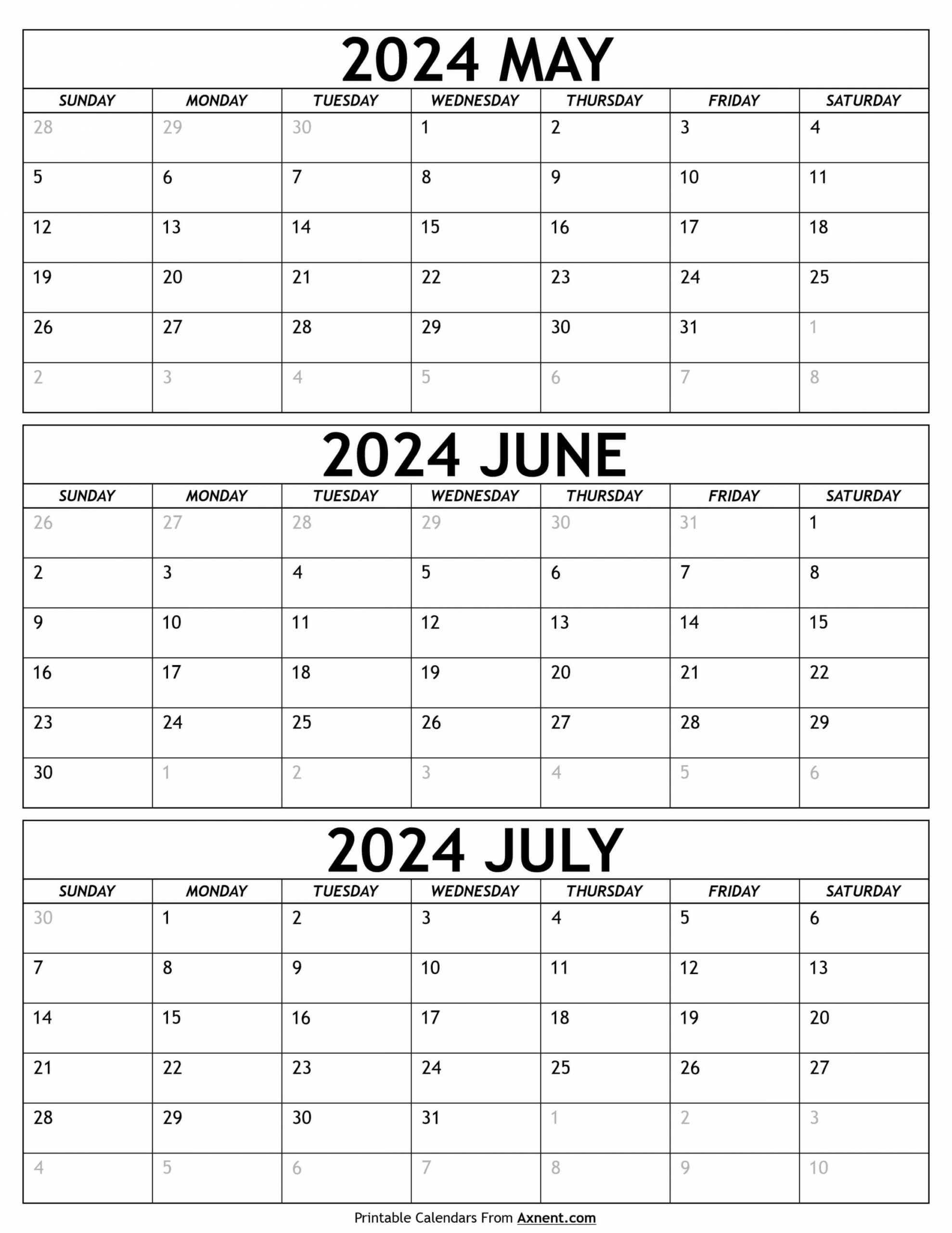 Calendar May June July 2024 | Calendar May, July Calendar, Calendar | Calendar For June And July 2024