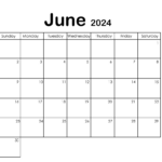 Cute Free Printable June 2024 Calendar Pages | Blank Printable June 2024 Calendar