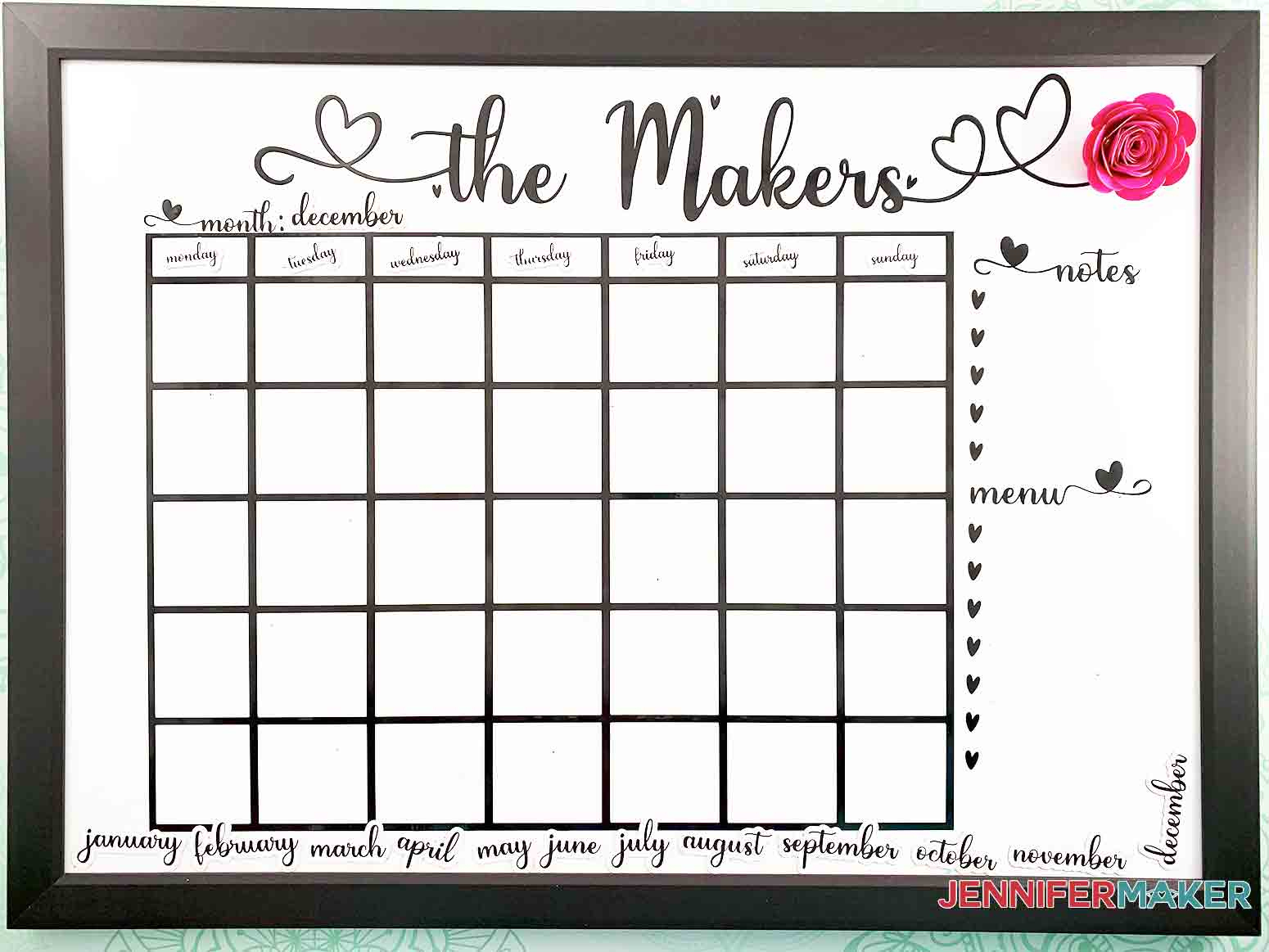 Diy Personalized Whiteboard Calendar With Print &amp;amp; Cut Magnets | Calendar 2024