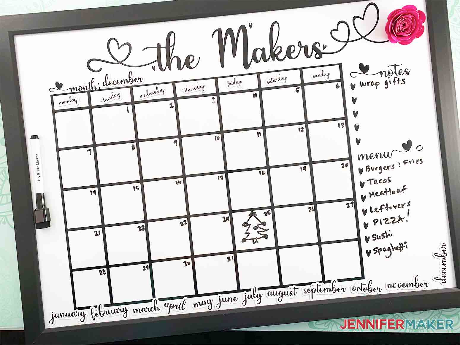 Diy Personalized Whiteboard Calendar With Print &amp;amp; Cut Magnets | June Dry Erase Calendar Ideas 2024