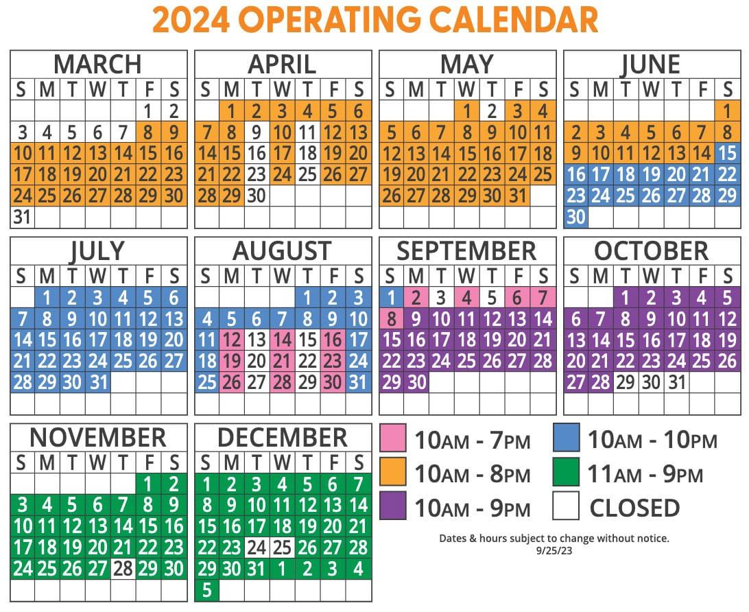 Dollywood Operating Calendar 2025