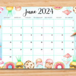 Editable June 2024 Calendar Happy Summer With Sweet Drinks |  Calendar 2024