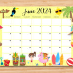 Editable June 2024 Calendar, Joyful & Colorful Summer At The Beach |  Calendar 2024