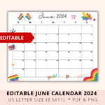 Editable June Calendar 2024, Pride Month 2024, Lgbt Proud | June 2024 Pride Month Calendar