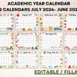 Editable School Calendar 2024 2025 From July To June Printable | Calendar August 2024   June 2025