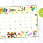 Editierbarer Kalender Juni 2024, Druckbarer Kalender, Pride | June 2024 Pride Month Calendar