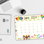 Editierbarer Kalender Juni 2024, Druckbarer Kalender, Pride | June Pride Month Calendar 2024