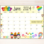 Editierbarer Kalender Juni 2024, Druckbarer Kalender, Pride | June Pride Month Calendar 2024