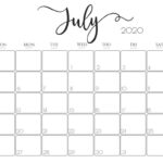 Elegant 2020 Calendar {Free Printables} | Calendar Printables | Free Printable Calendar July 202