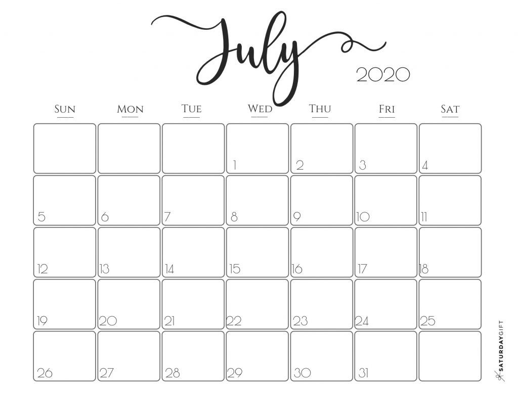 Elegant 2020 Calendar {Free Printables} | Calendar Printables | Free Printable Calendar July 202