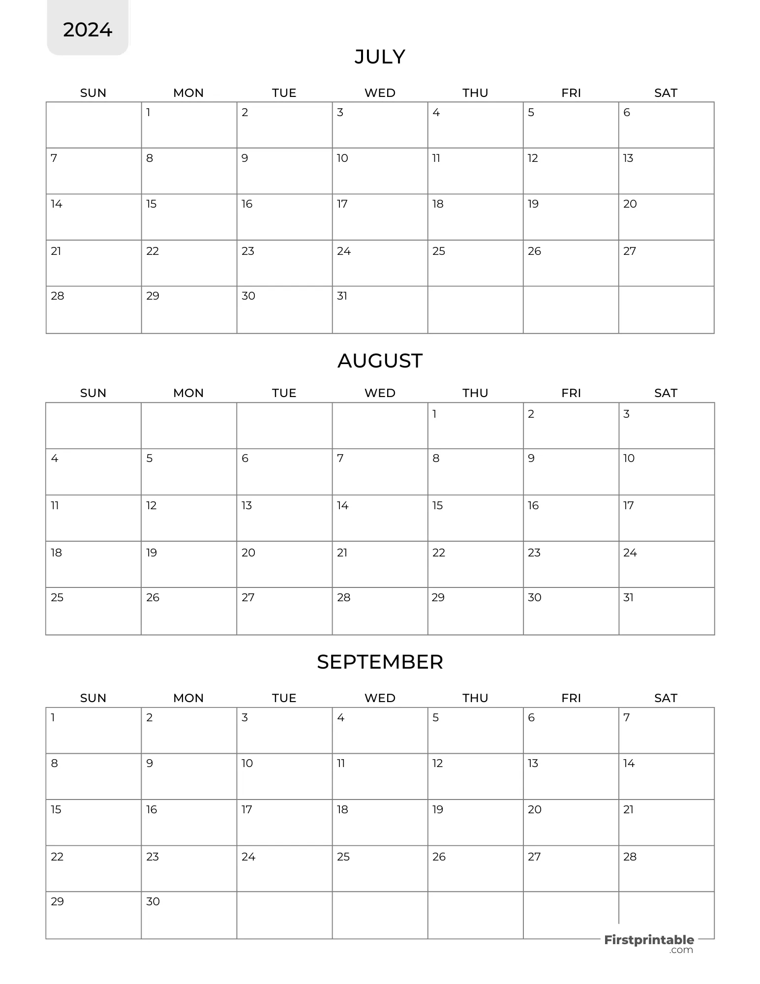 Free 3 Month Calendars 2024 | Calendar For The Month Of June And July 2024