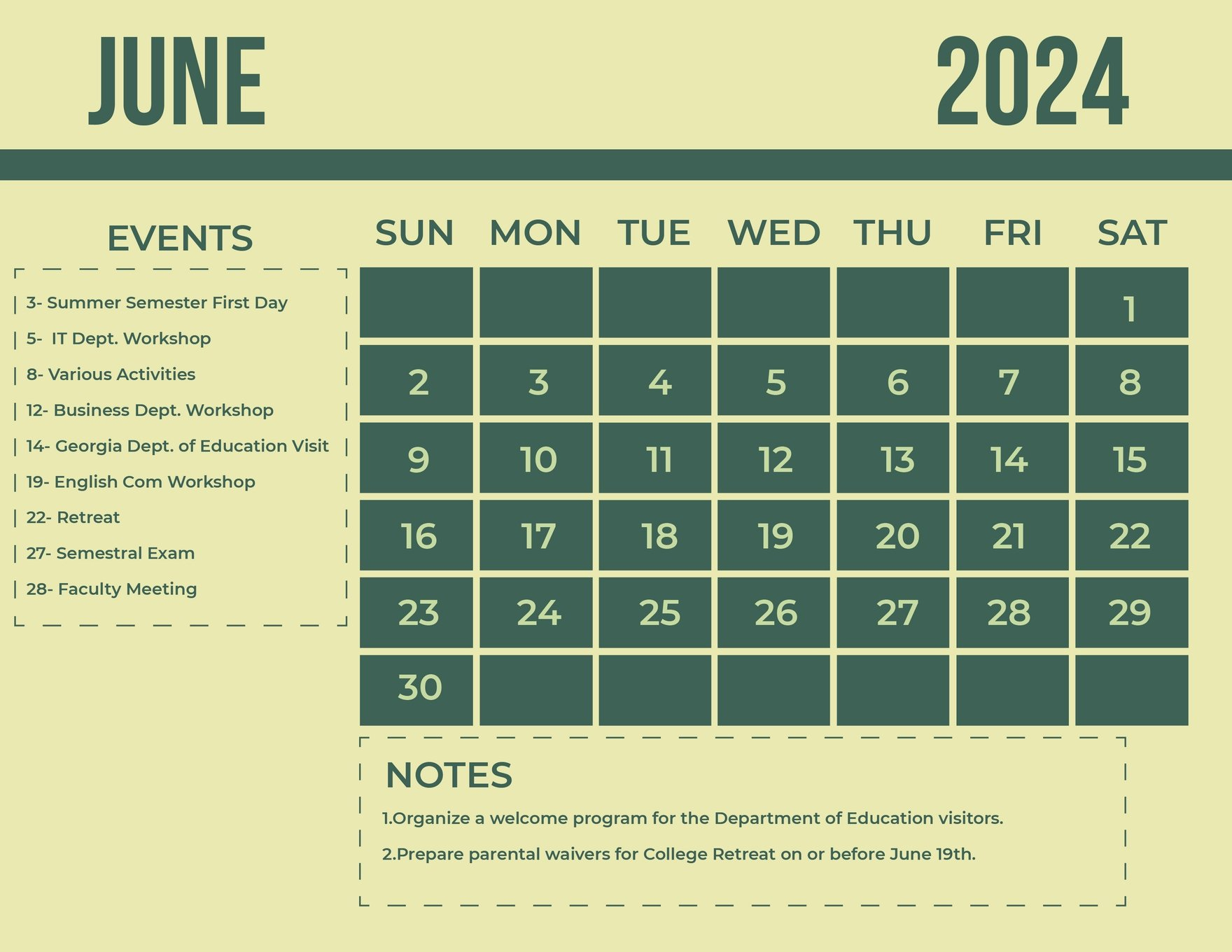 Free June 2024 Calendar Templates &amp;amp; Examples - Edit Online &amp;amp; Download | Calendar of Events For June 2024