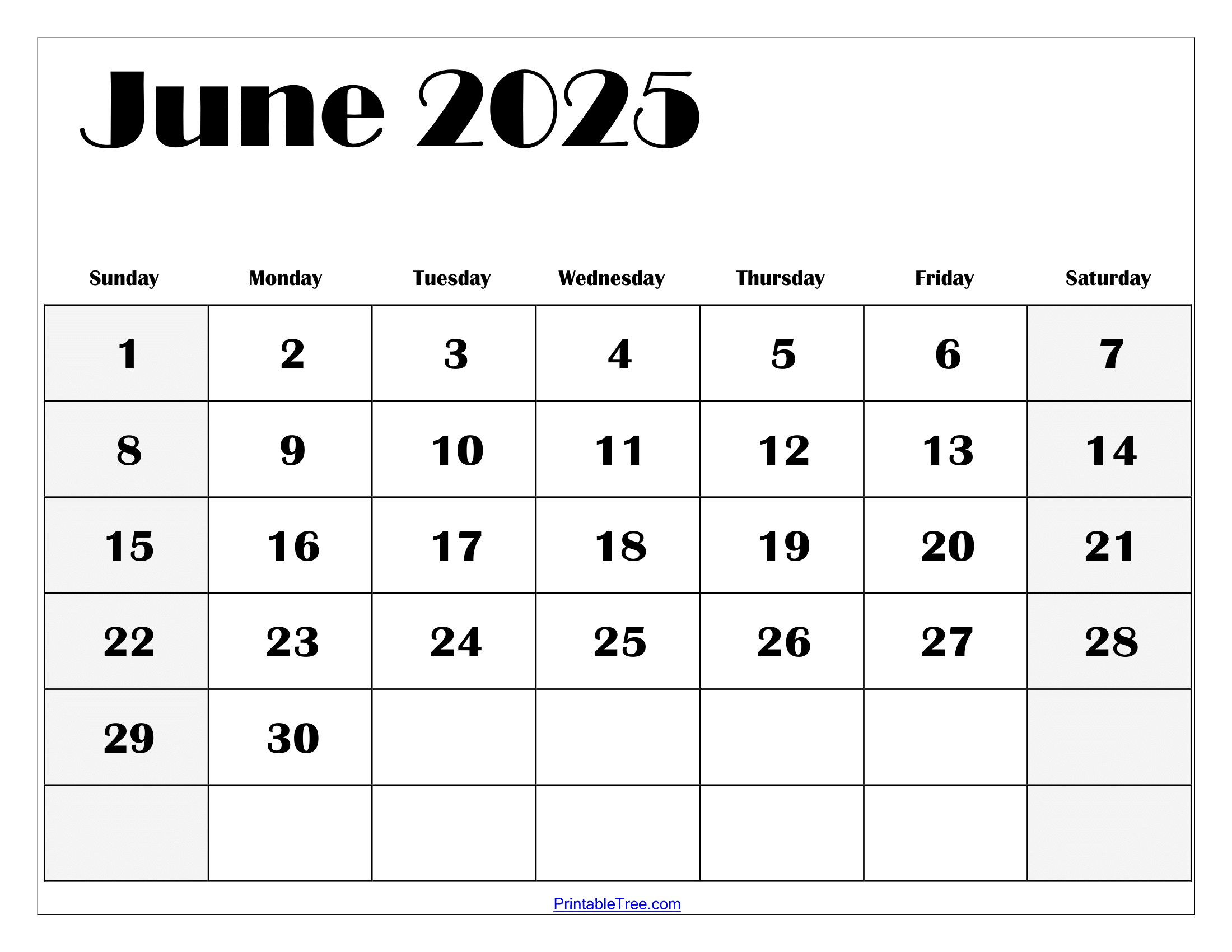 Free June 2025 Calendar Printable Pdf Template With Holidays | Month Of June 2025 Calendar