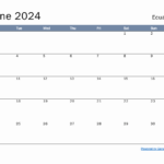 Free Monthly Calendar Template For June 2024 With Ecuador Holidays | June 2024 Calendar General Blue