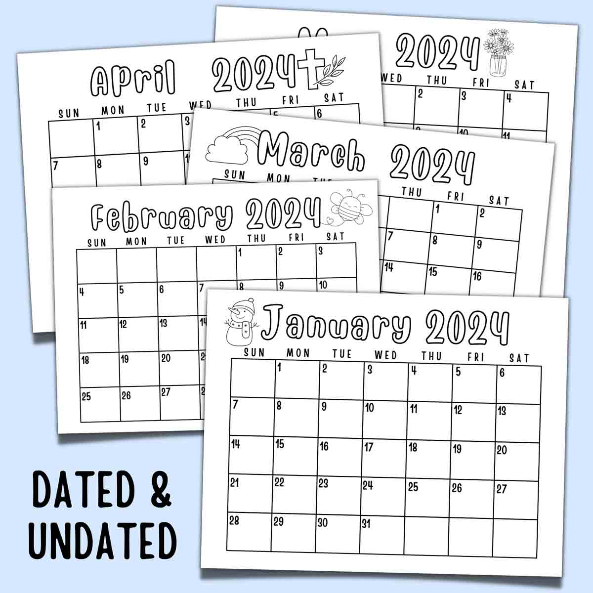 Free Printable Calendar For Kids - Dated And Undated (2024-2025 | Printable Calendar 2024 Homemade Gifts Made Easy