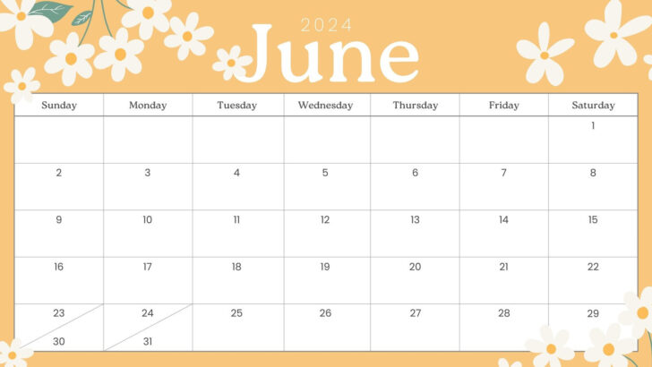 Calendar For Month of June 2024 | Calendar 2024