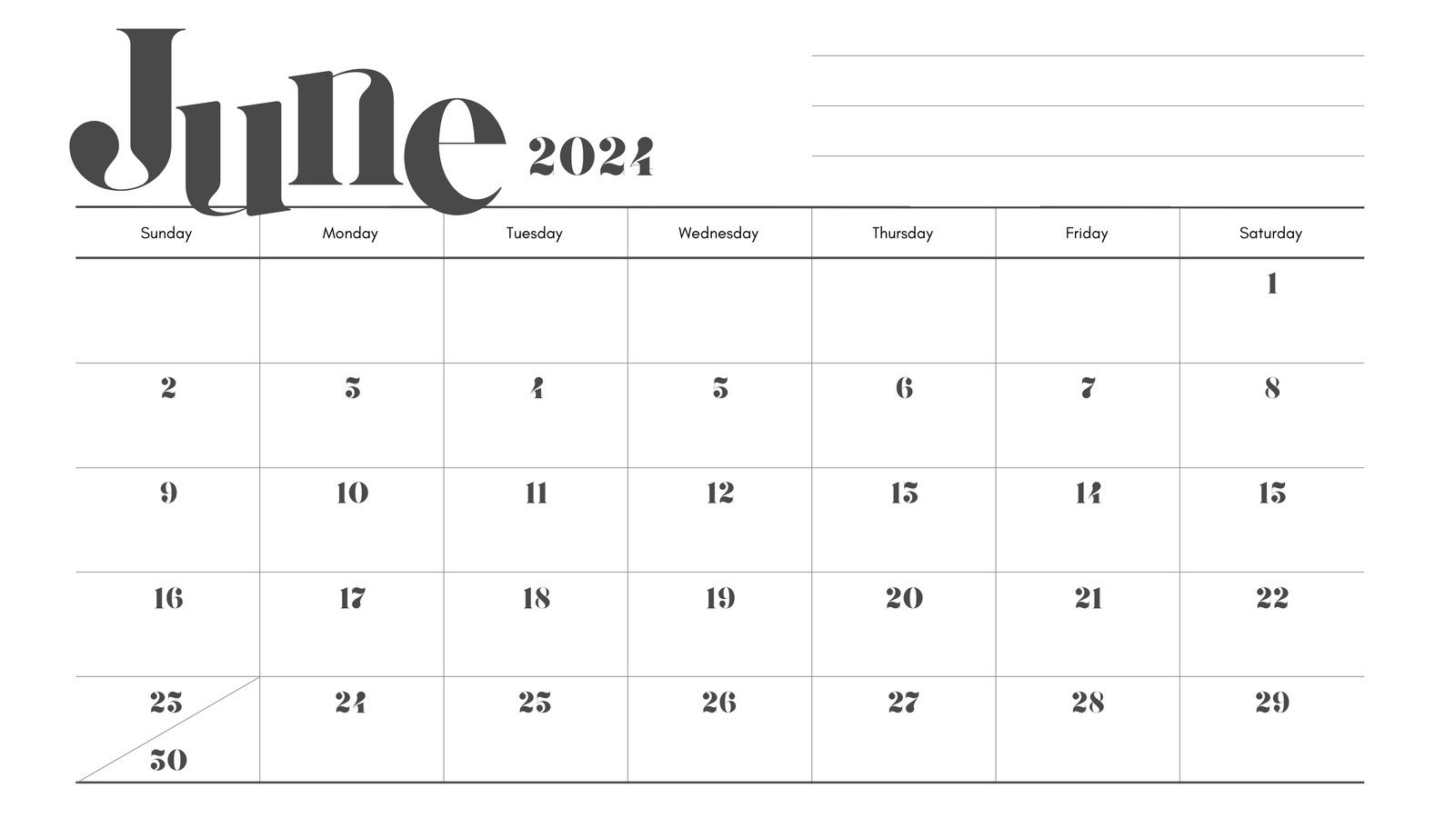 Free Printable, Custom June 2024 Calendar Templates | Canva | Free Editable June 2024 Calendar
