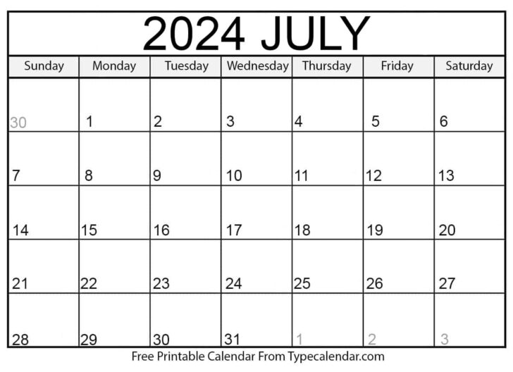 Printable Calendar July 2024 – June 2025 | Calendar 2024