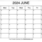 Free Printable June 2024 Calendar | A Calendar For The Month Of June 2024