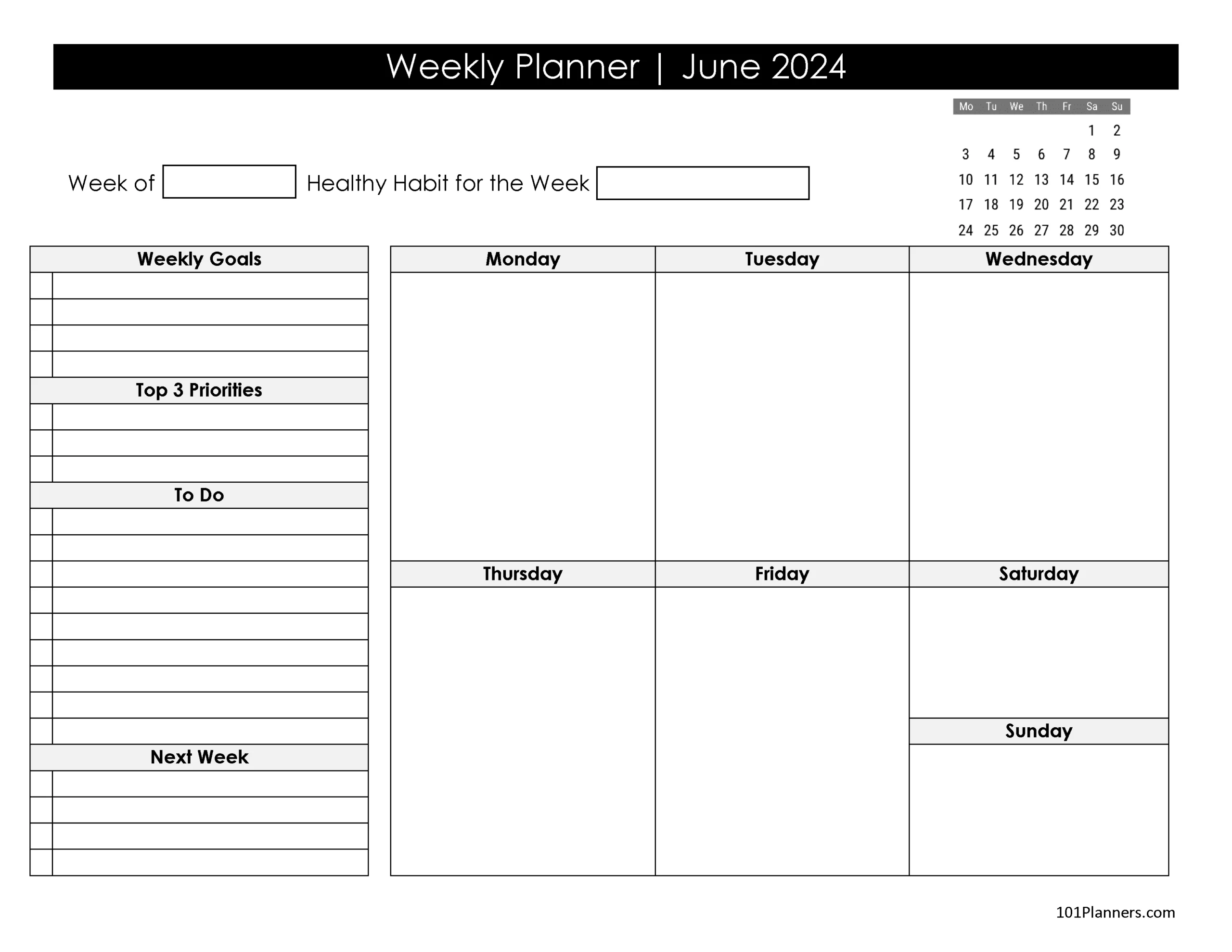 Free Printable June 2024 Calendar | Customize Online | June 2024 Weekly Calendar Printable