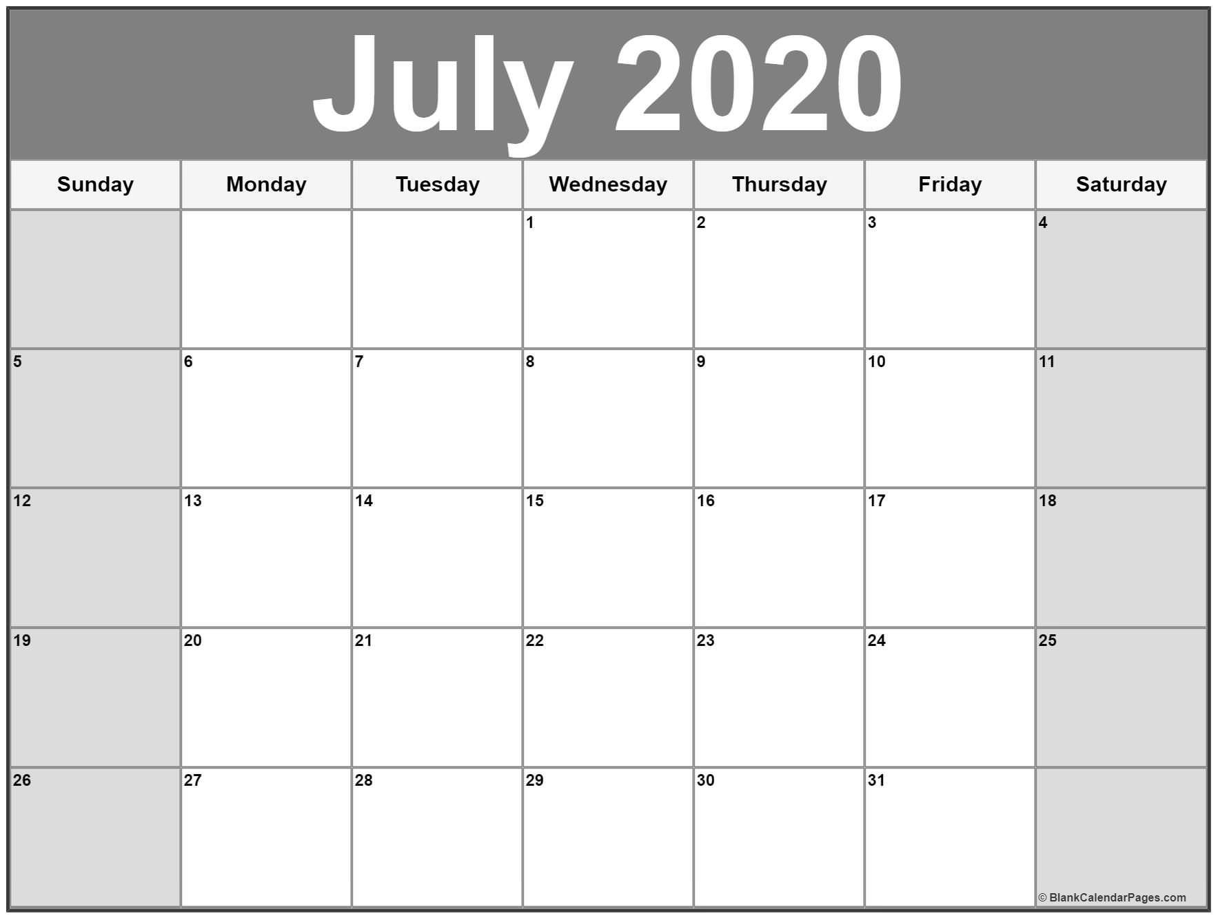 July 2020 Calendar | Free Printable Monthly Calendars | Calendar | Free Printable Calendar July 202