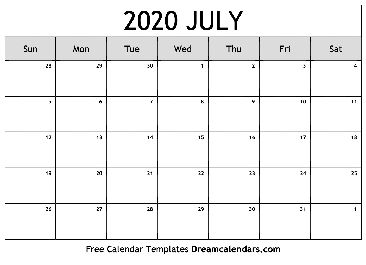 July 2020 Calendar - Free Printable With Holidays And Observances | Free Printable Calendar July 202