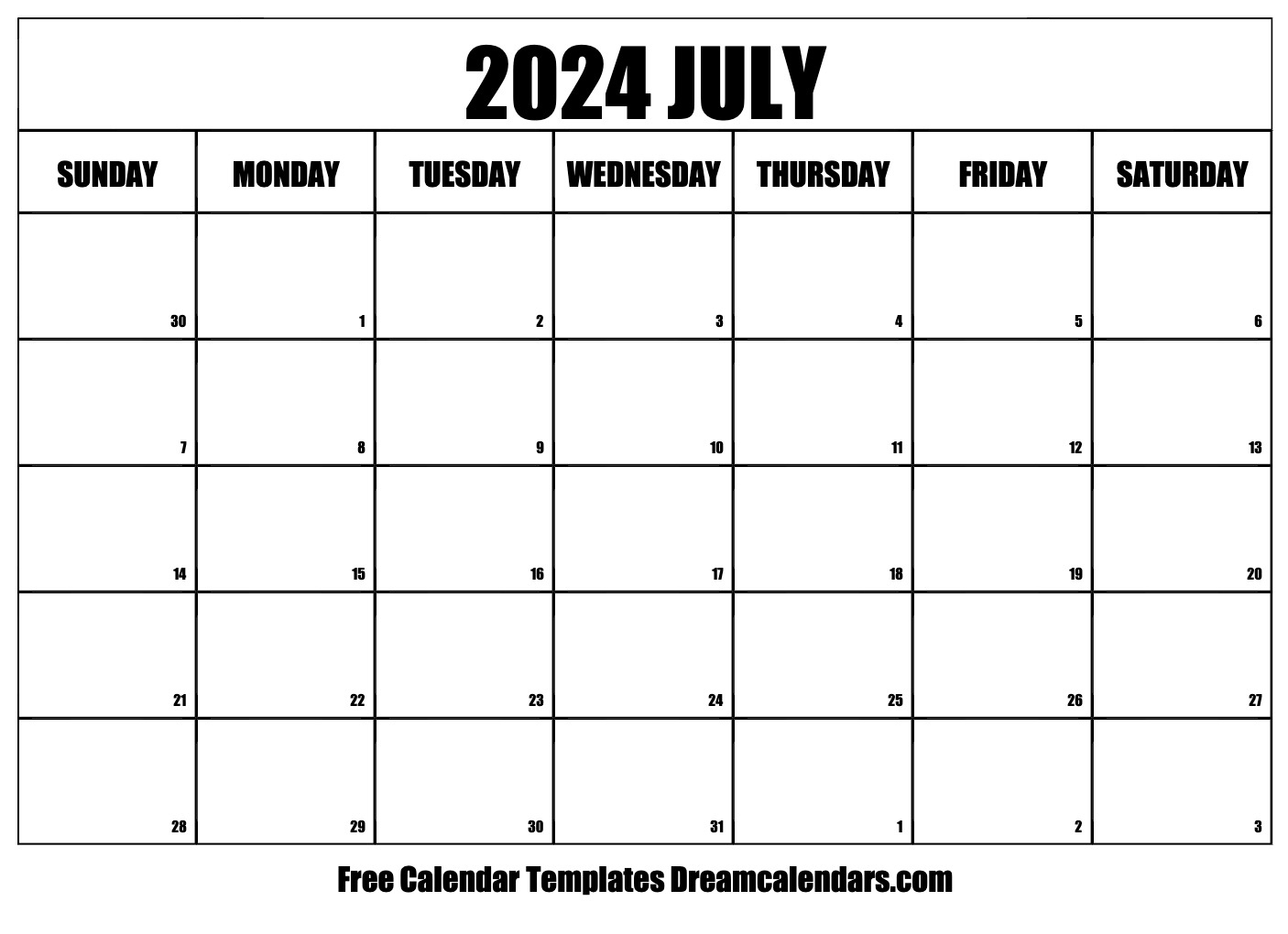 July 2024 Calendar - Free Printable With Holidays And Observances | June and July 2024 Printable Calendar