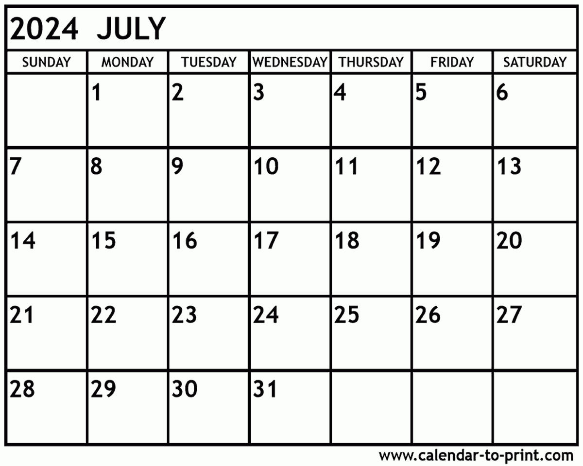 July 2024 Calendar Printable | June And July 2024 Calendar Printable