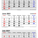 June 2021 Calendar | Templates For Word, Excel And Pdf | Printable 3 Month Calendar 2024 June July August