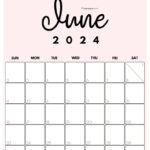 June 2024 Calendar   20 Cute & Free Printables | Saturdaygift | Cute Printable June 2024 Calendar