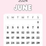 June 2024 Calendar   20 Cute & Free Printables | Saturdaygift | June 2024 Calendar Cute Printable