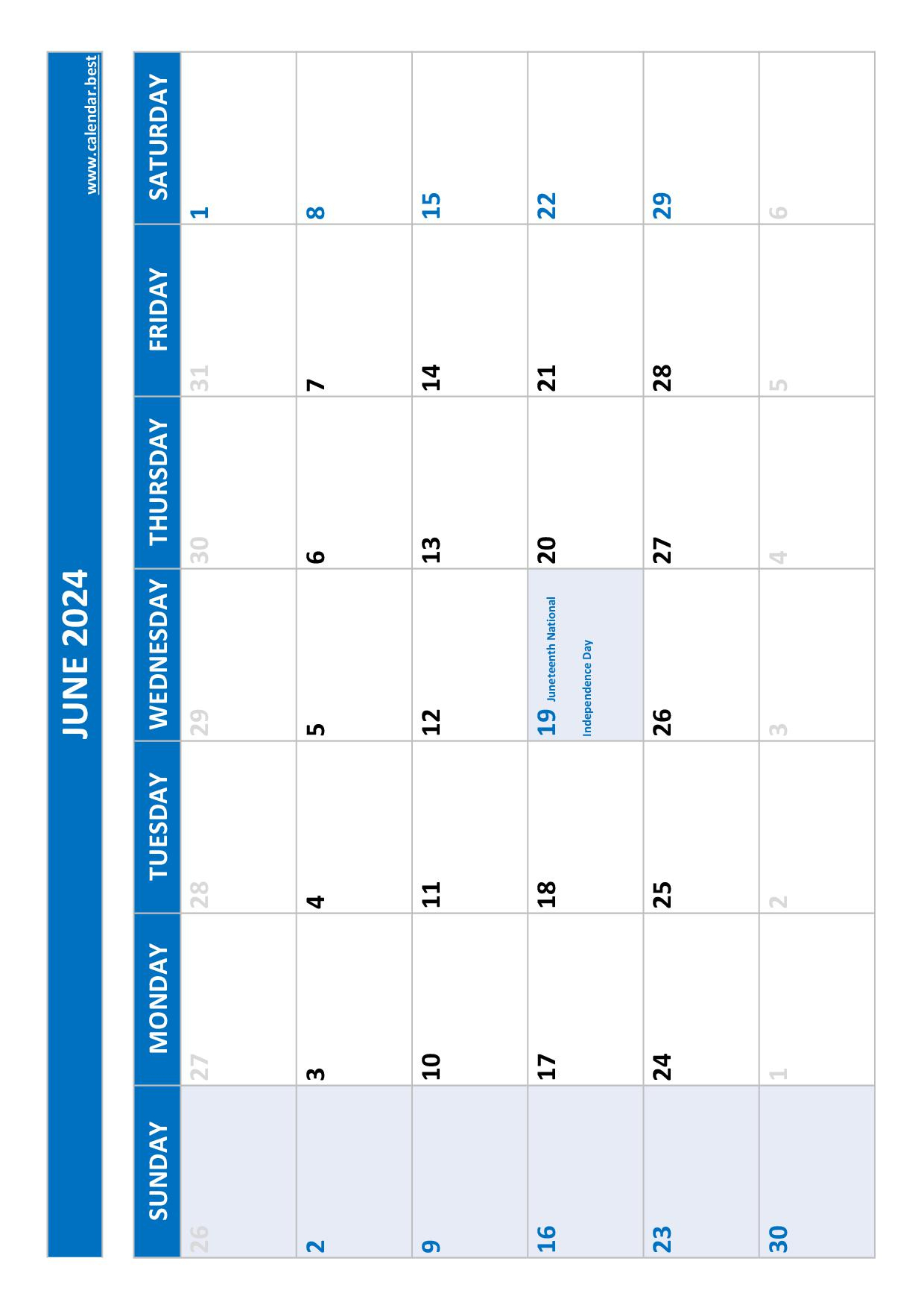 June 2024 Calendar -Calendar.best | June Calendar With Holidays 2024