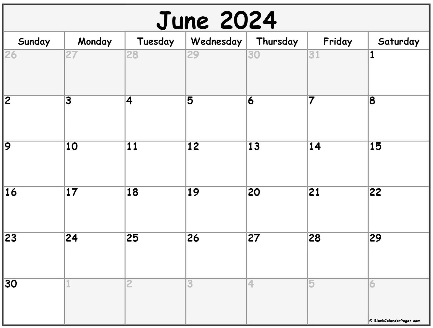 June 2024 Calendar | Free Printable Calendar | Calendar 2024