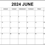 June 2024 Calendar | Free Printable Calendar | Calendar Template For June 2024