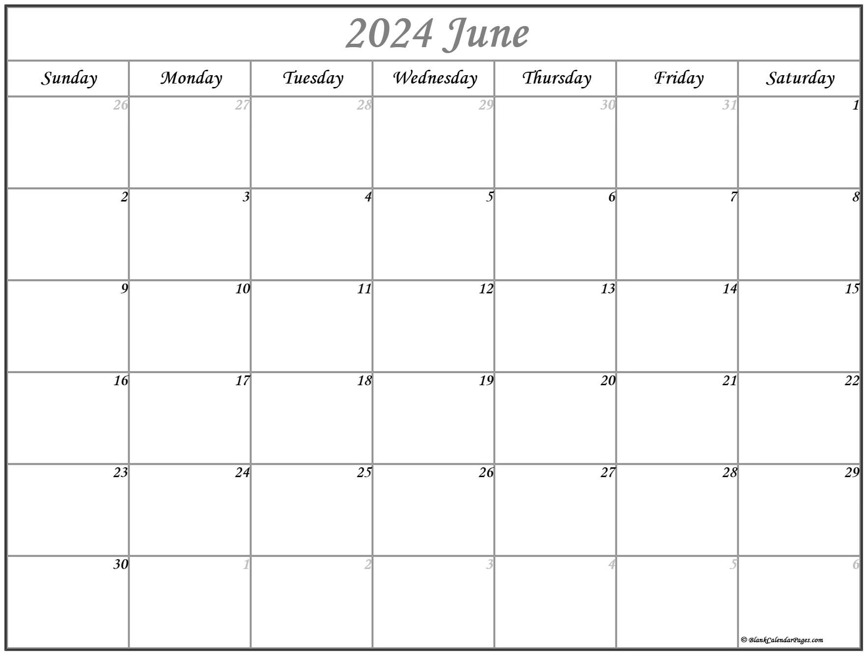 June 2024 Calendar | Free Printable Calendar | Free Printable Calendar For June 2024